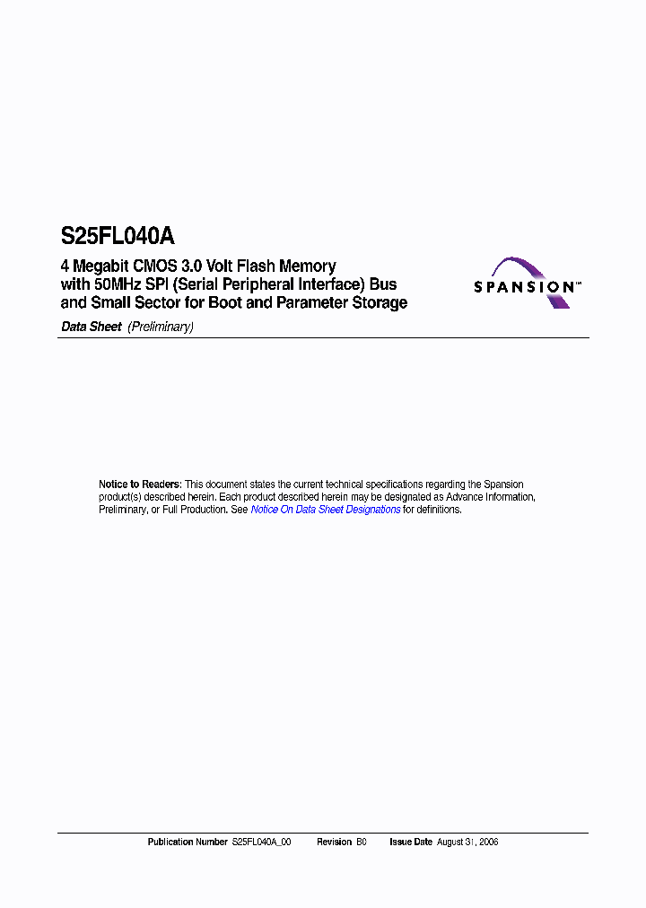 S25FL040A0LVAI023_4786466.PDF Datasheet