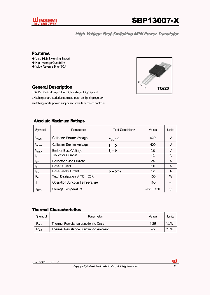 SBP13007-X_4888265.PDF Datasheet