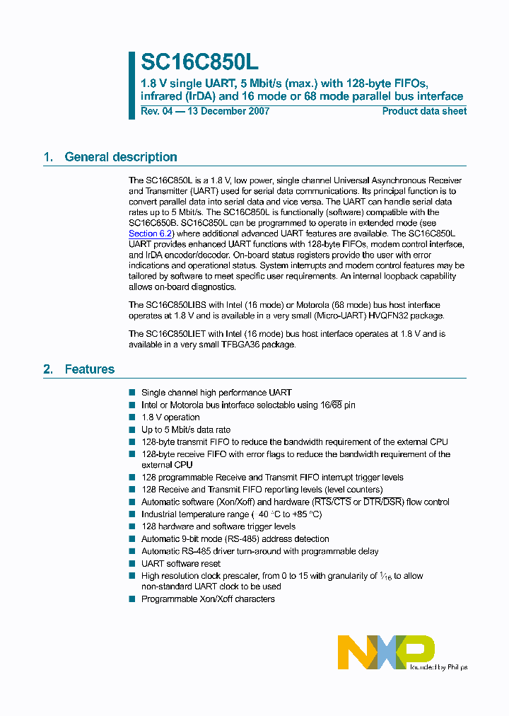 SC16C850LIET_4196679.PDF Datasheet