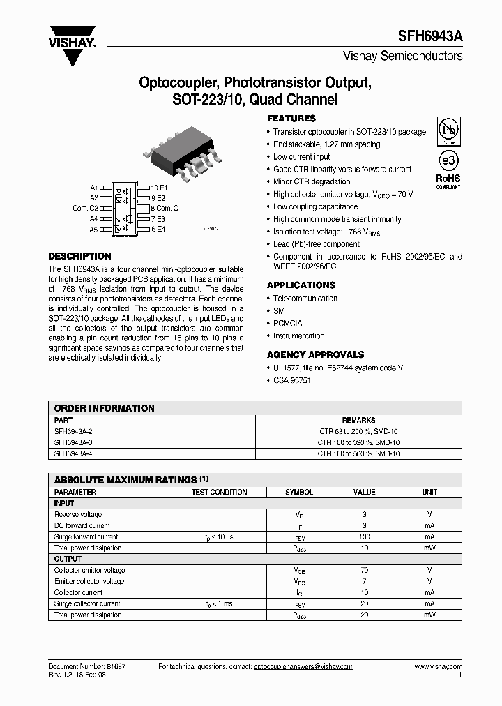 SFH6943A08_4302160.PDF Datasheet