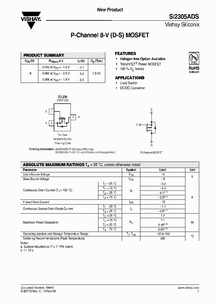 SI2305ADS_4249525.PDF Datasheet