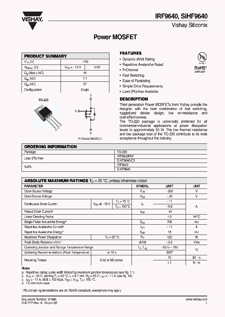 SIHF9640_4255256.PDF Datasheet