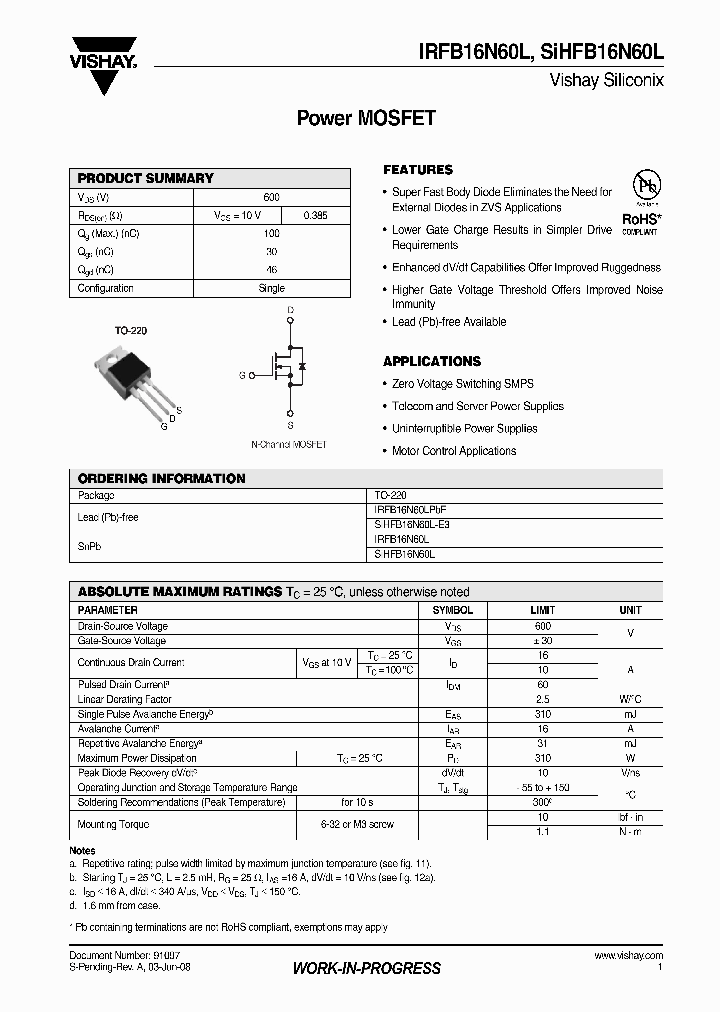 SIHFB16N60L_4690191.PDF Datasheet