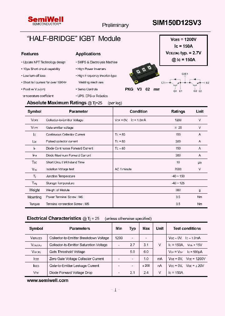 SIM150D12SV3_4247750.PDF Datasheet