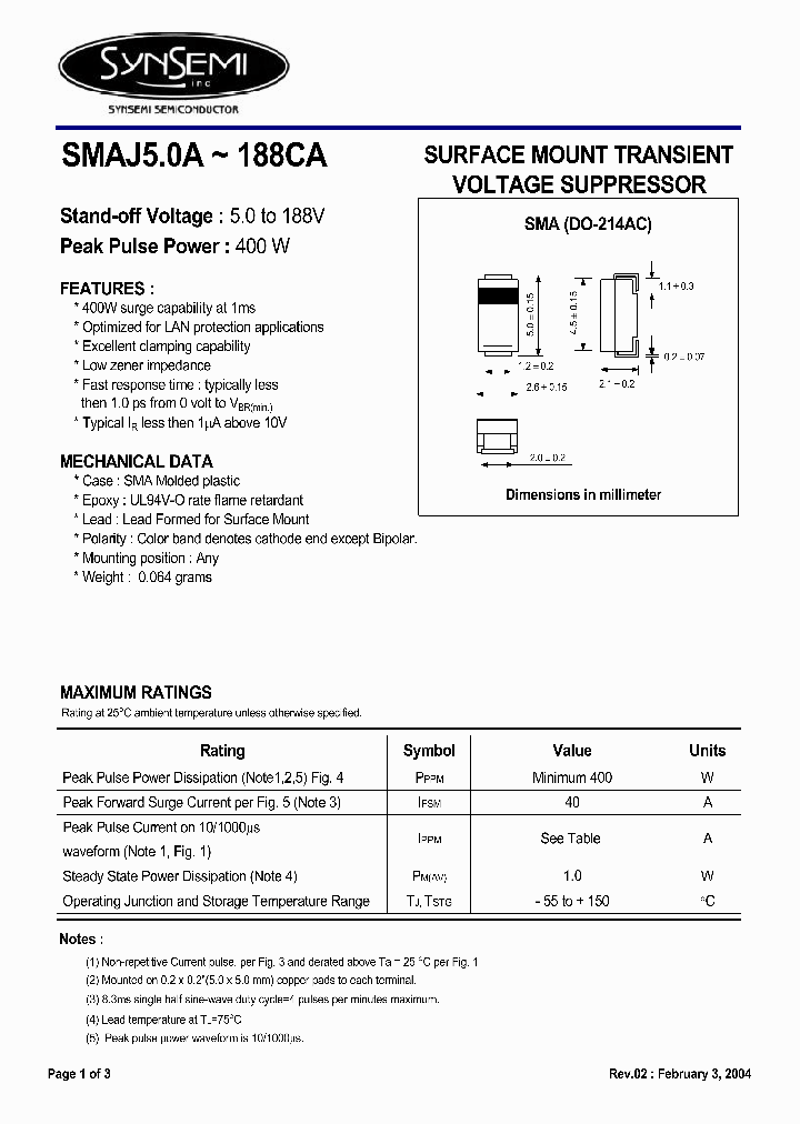 SMAJ50A_4500287.PDF Datasheet