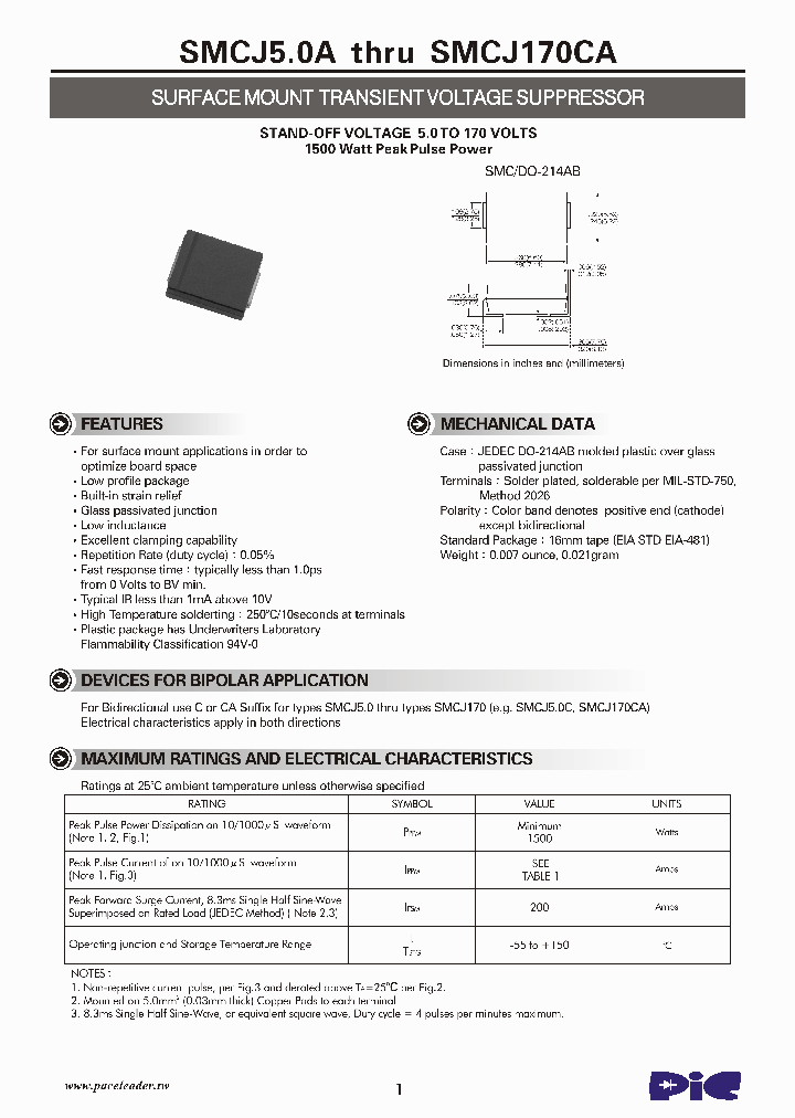 SMCJ33CA_4631300.PDF Datasheet