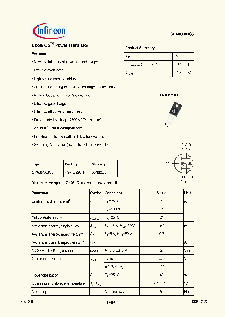 SPA08N80C309_4909275.PDF Datasheet