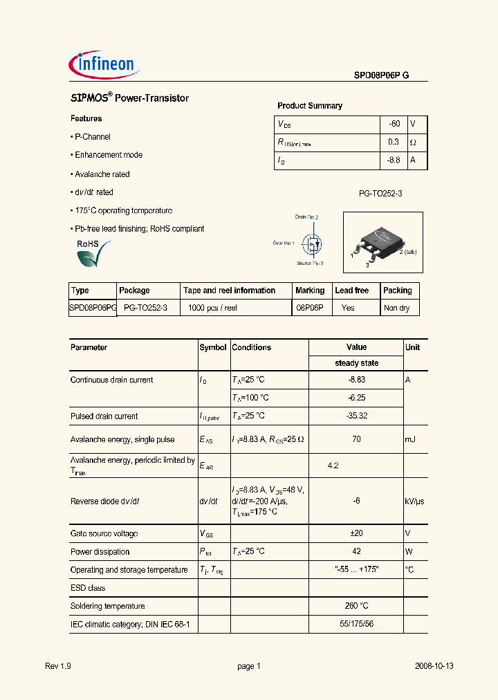 SPD08P06P08_4913188.PDF Datasheet