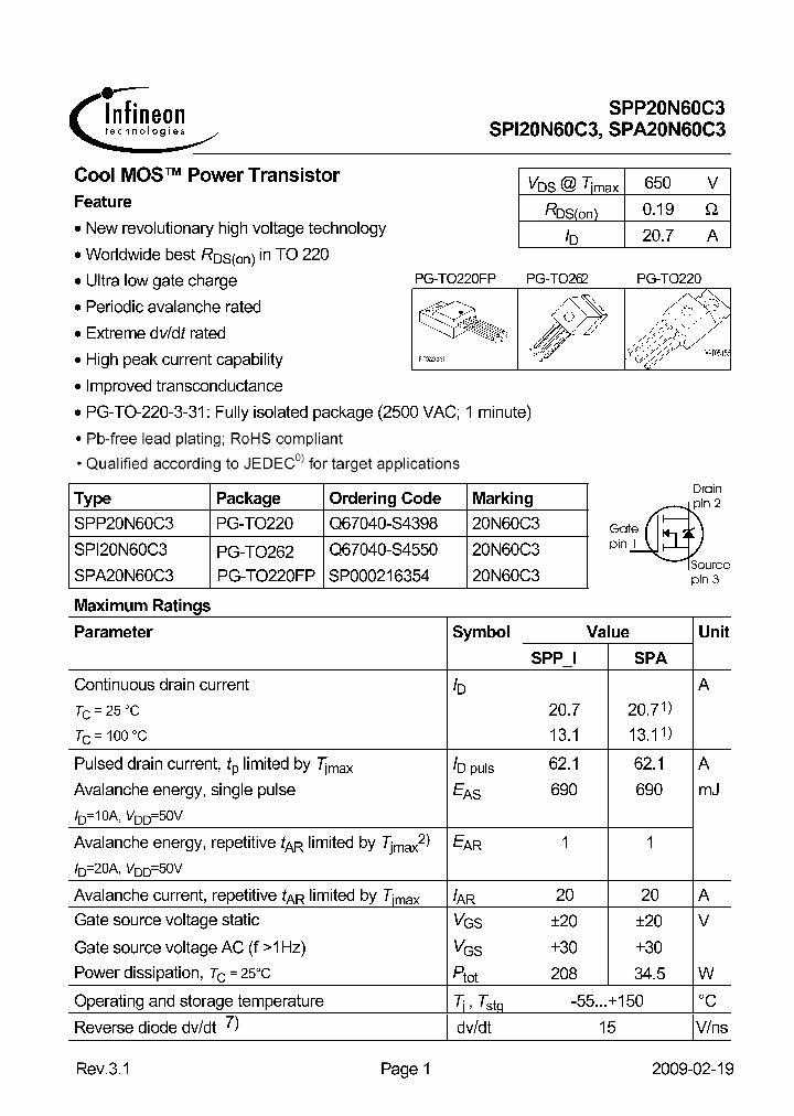 SPP20N60C309_4908110.PDF Datasheet
