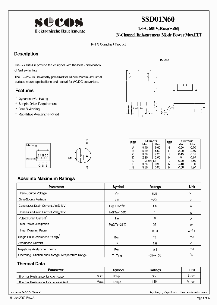 SSD01N60_4454663.PDF Datasheet