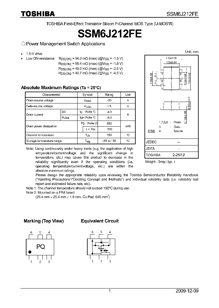 SSM6J212FE_4811280.PDF Datasheet
