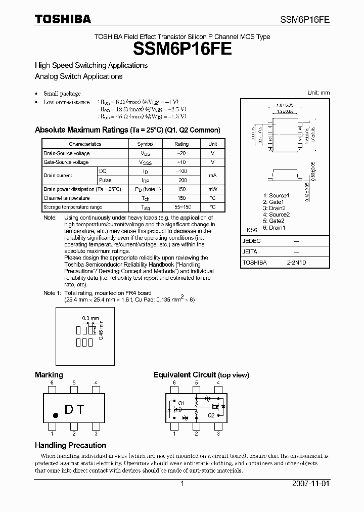 SSM6P16FE_4224208.PDF Datasheet