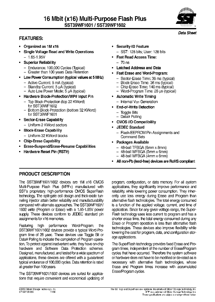 SST39WF1601-70-4C-MAKE_4854956.PDF Datasheet