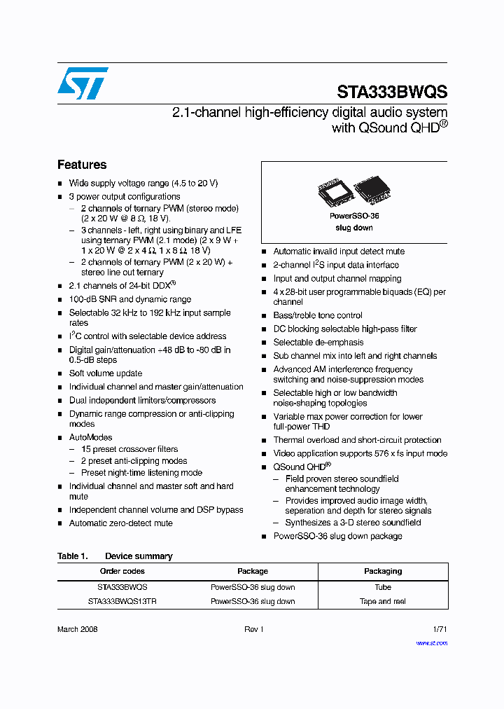 STA333BWQS13TR_4269715.PDF Datasheet