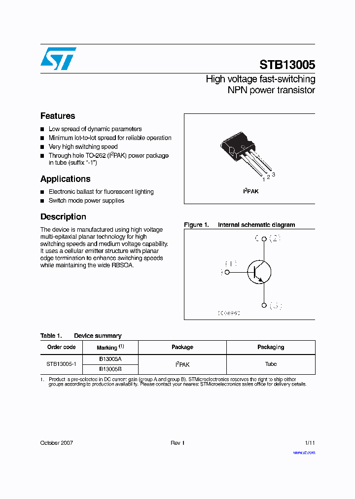 STB13005_4333277.PDF Datasheet