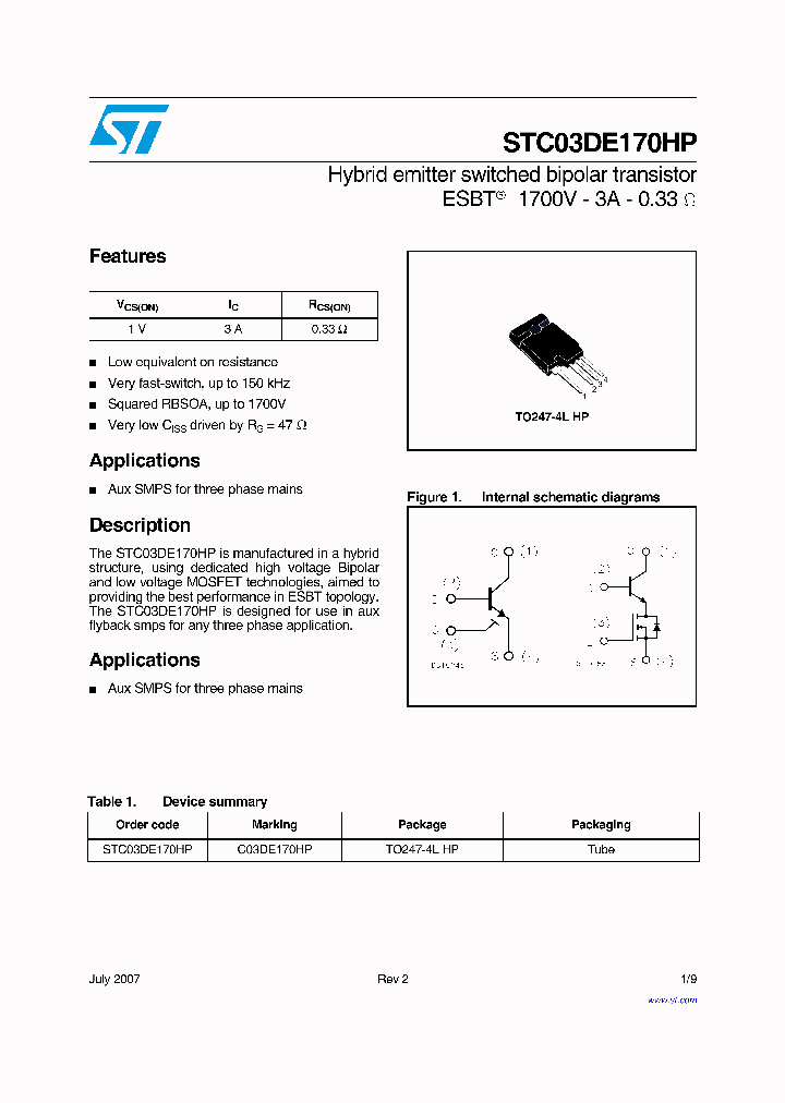 STC03DE170HP07_4290303.PDF Datasheet