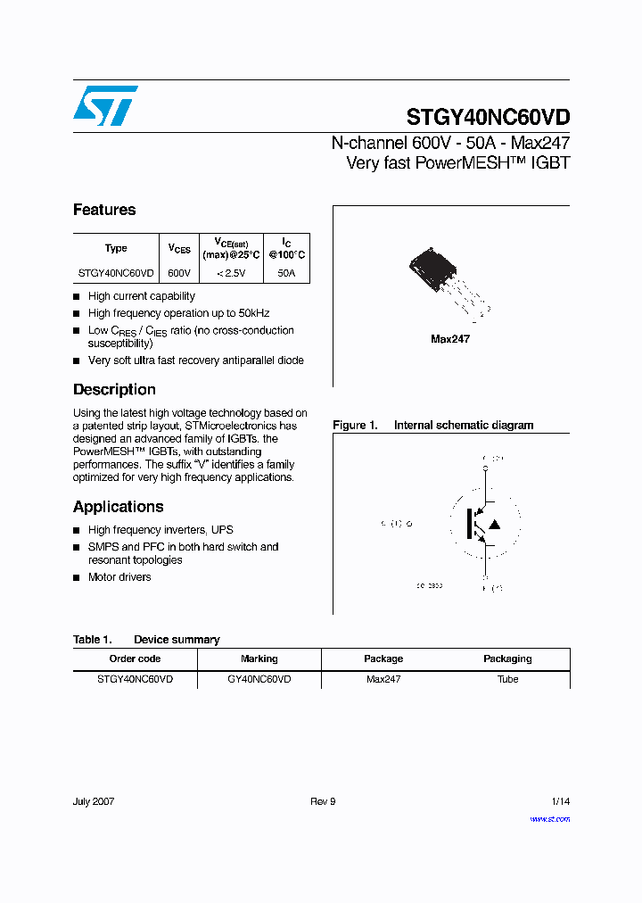 STGY40NC60VD_4218682.PDF Datasheet
