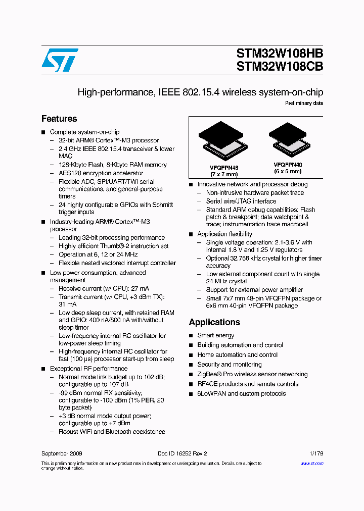 STM32W108CB_4570900.PDF Datasheet