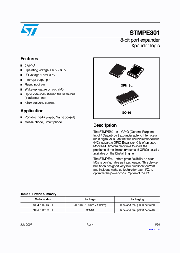 STMPE801_4195659.PDF Datasheet