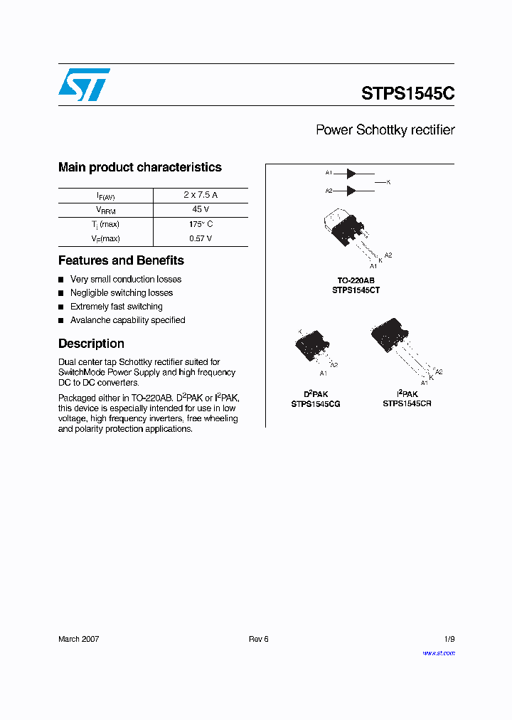 STPS1545CG_4190612.PDF Datasheet