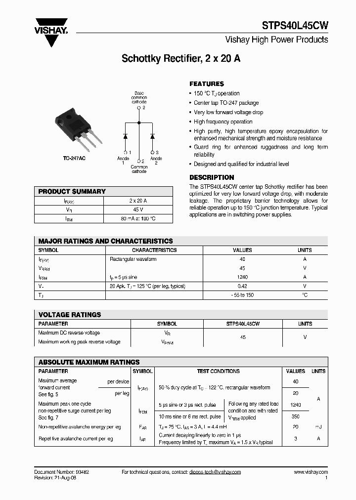 STPS40L45CWPBF_4262994.PDF Datasheet
