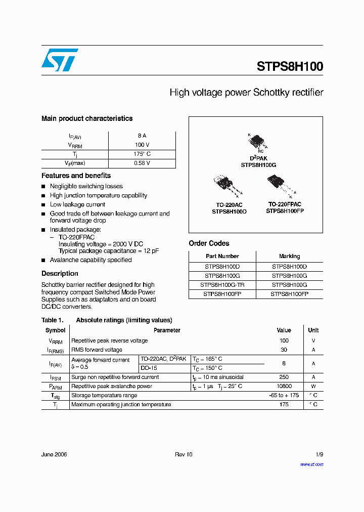 STPS8H100_4218441.PDF Datasheet