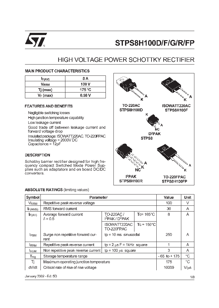 STPS8H100D_4218442.PDF Datasheet