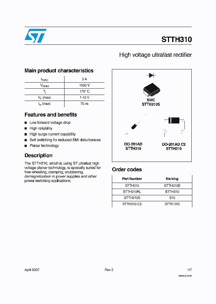 STTH310-C2_4296506.PDF Datasheet