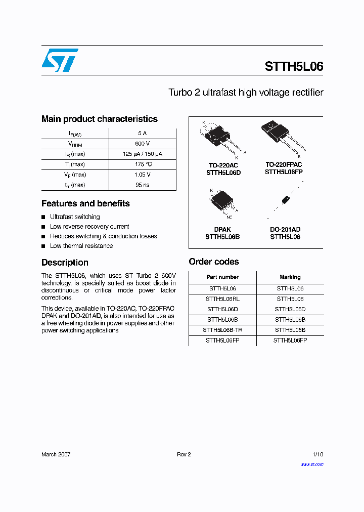 STTH5L0607_4327342.PDF Datasheet