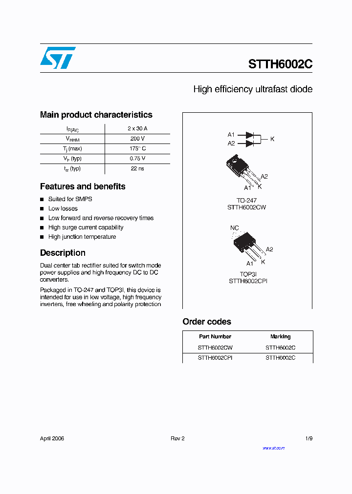 STTH6002CPI_4251257.PDF Datasheet
