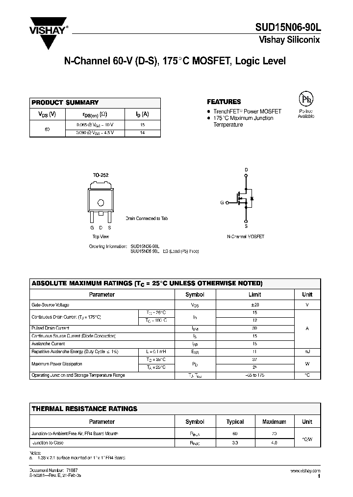 SUD15N06-90L07_4339001.PDF Datasheet