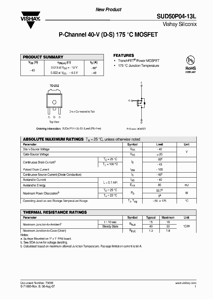 SUD50P04-13L-E3_4400615.PDF Datasheet