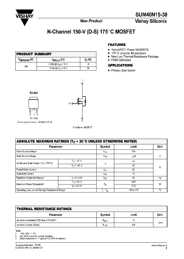SUM40N15-38_4254143.PDF Datasheet