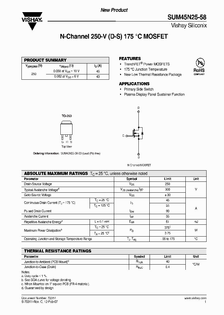 SUM45N25-58_4333211.PDF Datasheet