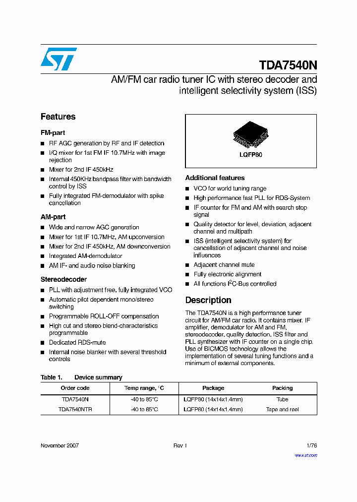 TDA7540N_4321987.PDF Datasheet