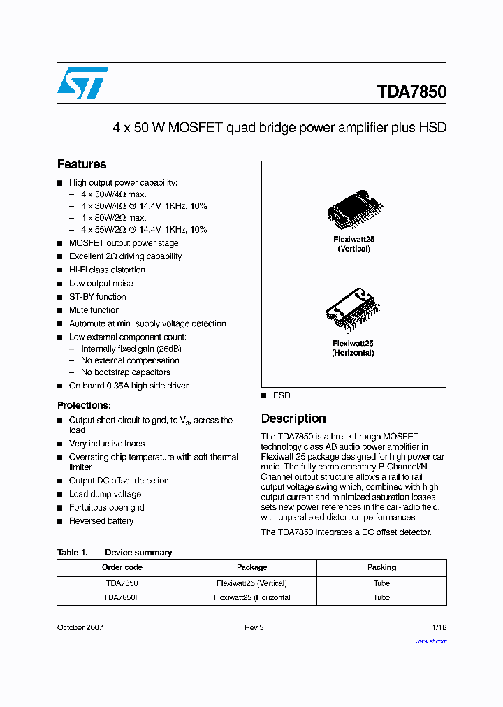 TDA7850_4194297.PDF Datasheet