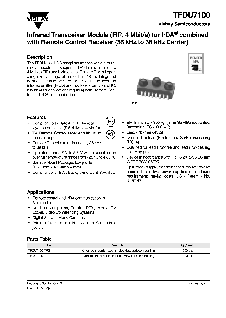 TFDU7100_4734883.PDF Datasheet
