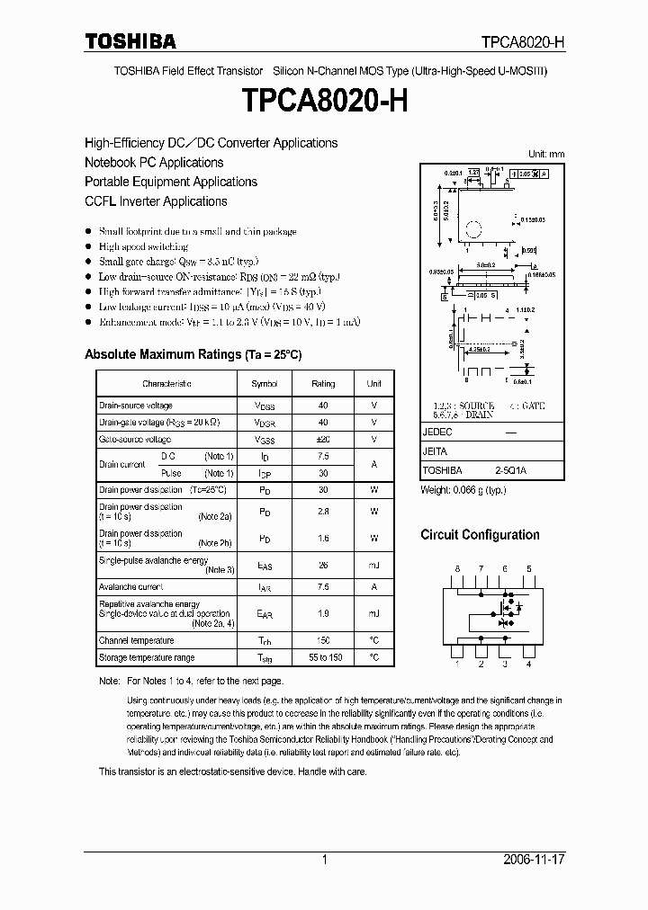 TPCA8020-H_4556141.PDF Datasheet
