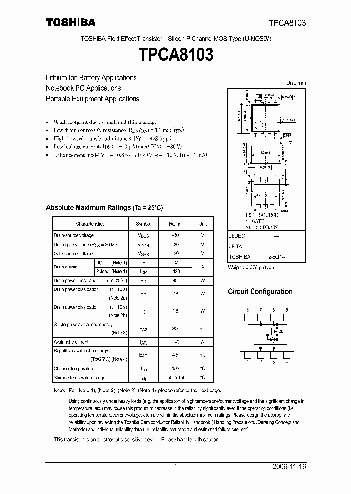 TPCA8103_4580243.PDF Datasheet