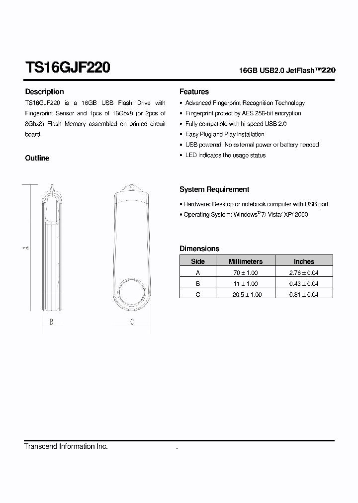 TS16GJF220_4599525.PDF Datasheet