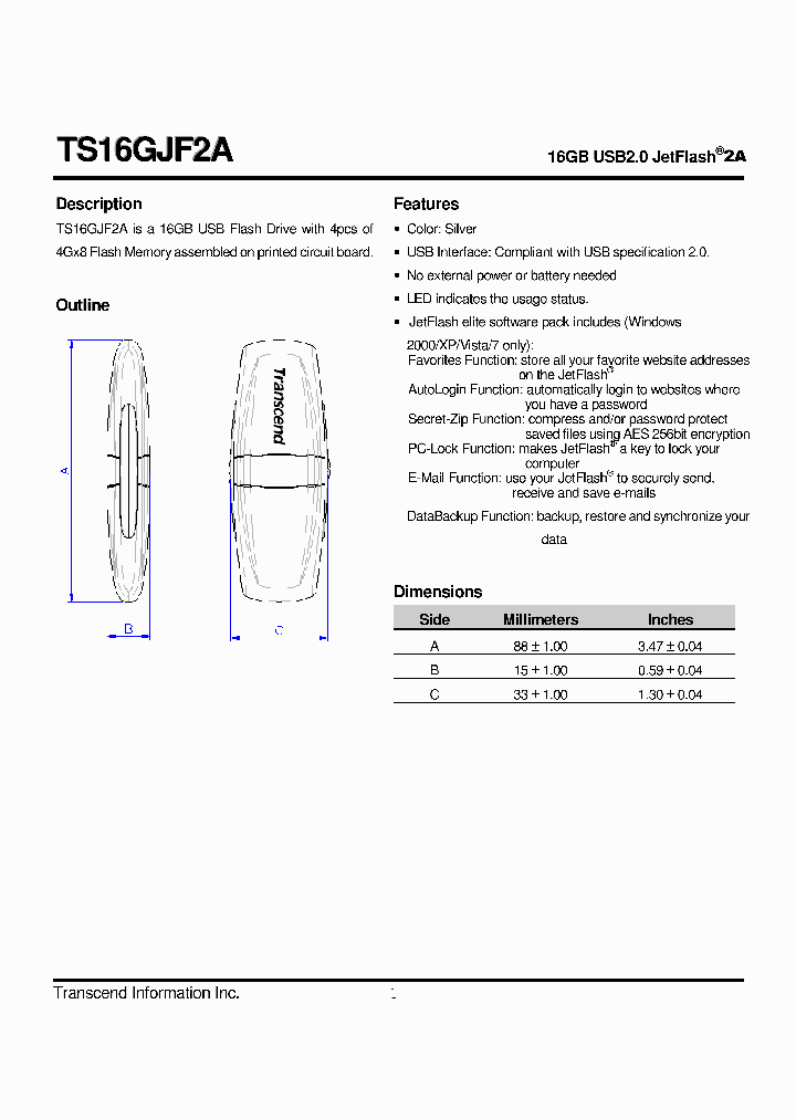 TS16GJF2A_4599537.PDF Datasheet