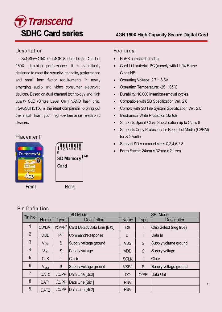 TS4GSDHC150_4557872.PDF Datasheet