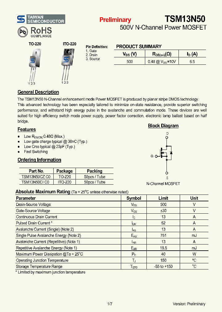 TSM13N50CIC0_4552000.PDF Datasheet