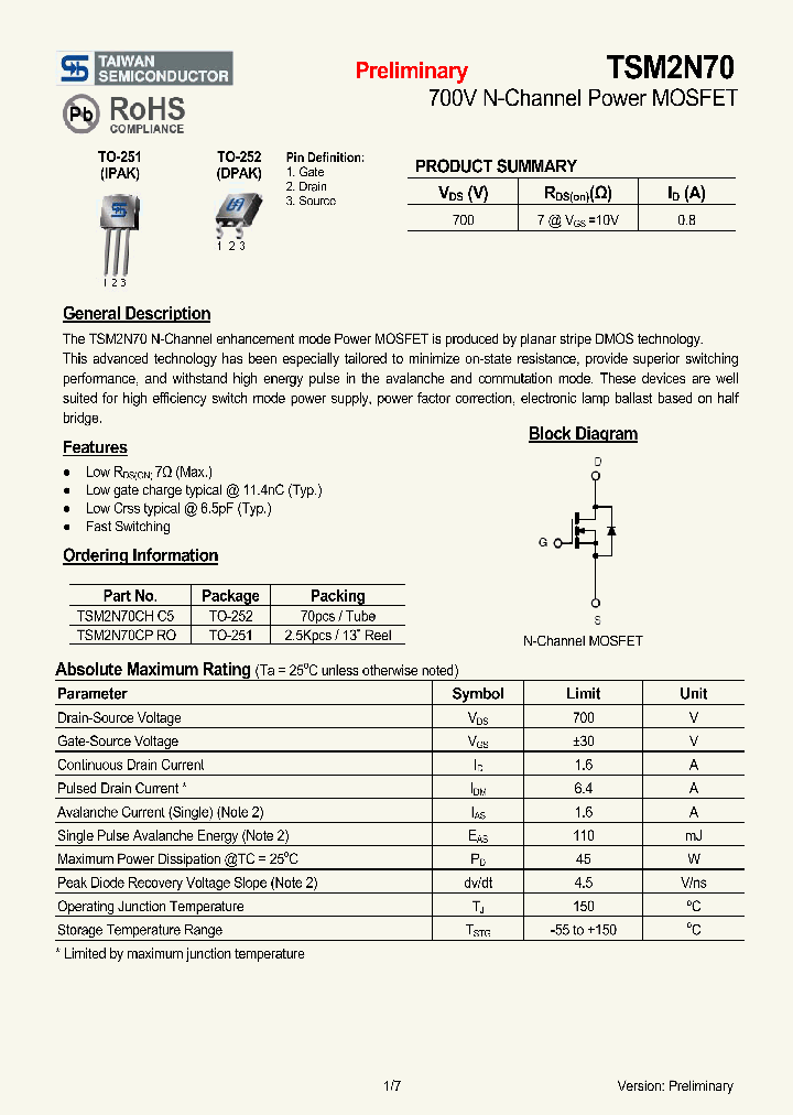 TSM2N70CPRO_4644332.PDF Datasheet