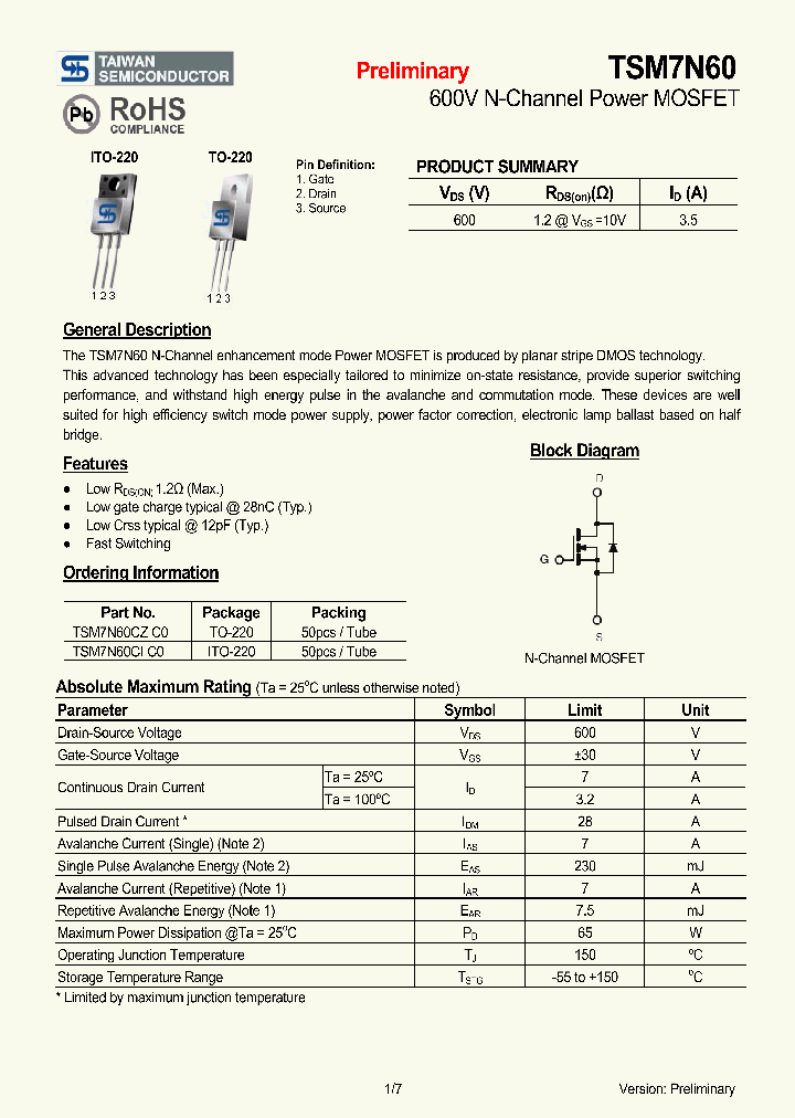 TSM7N60CIC0_4551996.PDF Datasheet