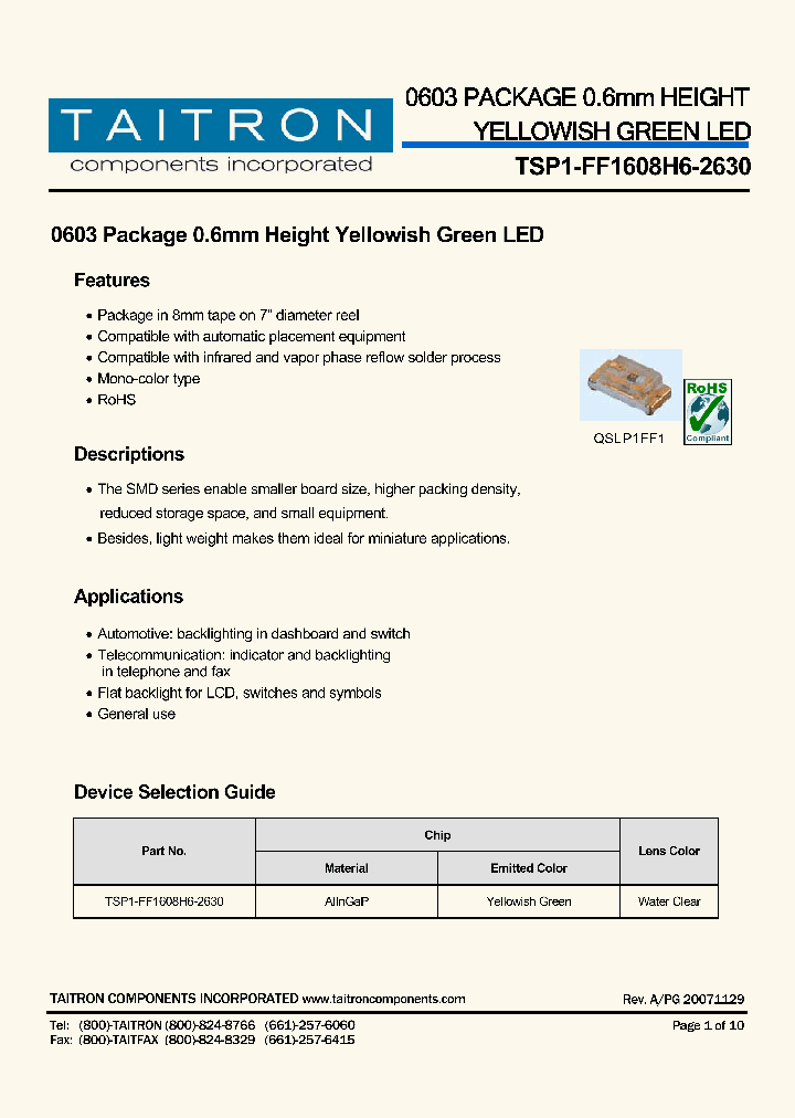 TSP1-FF1608H62630-92-TR71_4189720.PDF Datasheet
