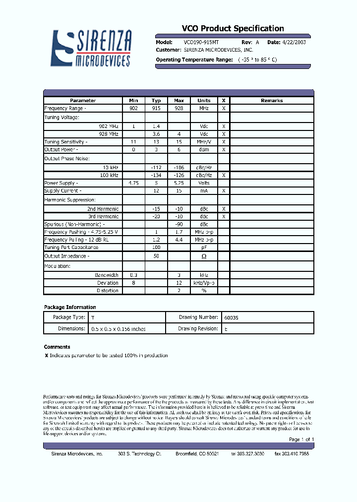 VCO190-915MT_4515687.PDF Datasheet