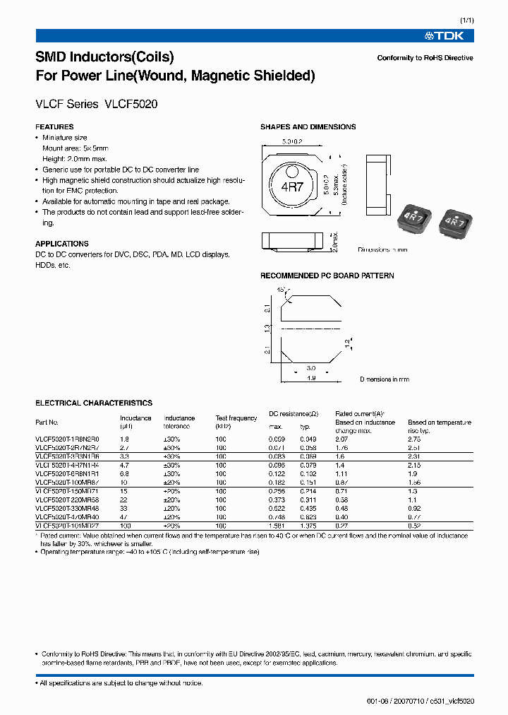 VLCF5020T-6R8N1R1_4510364.PDF Datasheet