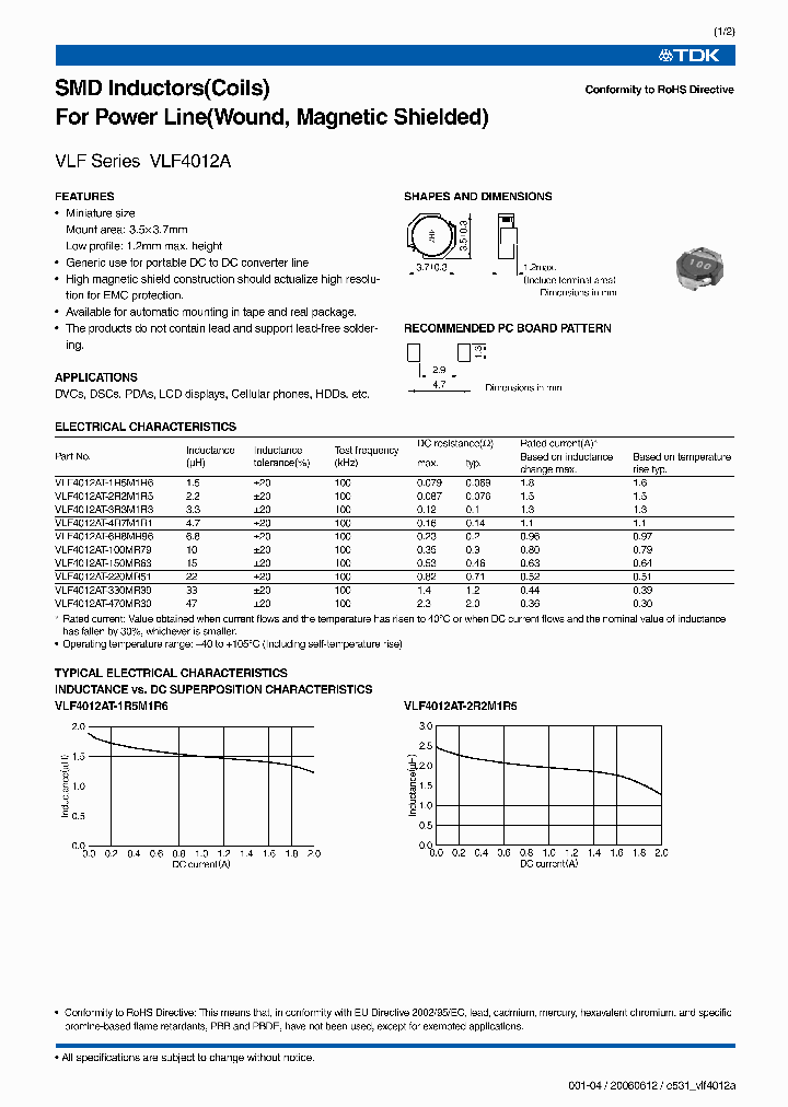 VLF4012AT-3R3M1R3_4510362.PDF Datasheet