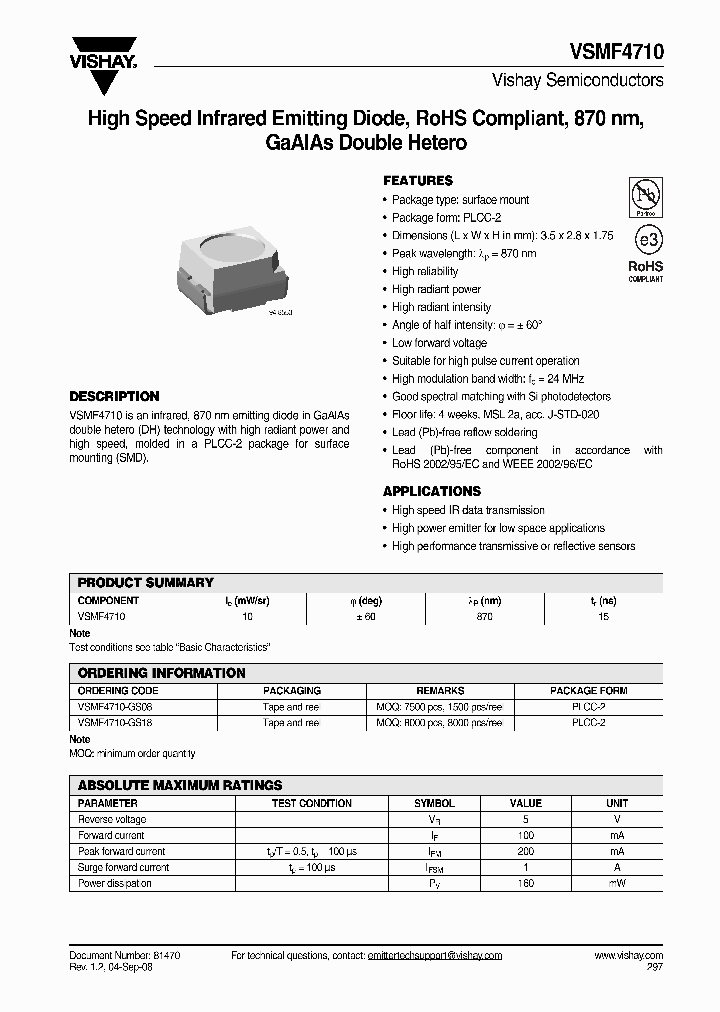 VSMF4710-GS08_4294950.PDF Datasheet